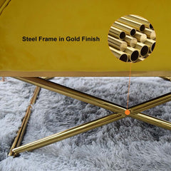 Yellow Velvet Glam Lounge Chair With Gold Cross Legs